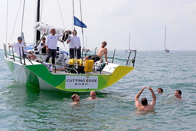The crew of Cutting Edge enjoy a quick dip. © Rick Tomlinson / RORC http://www.rorc.org